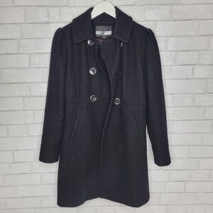 Liz Claiborne Sport Classic Black Wool Pea Coat